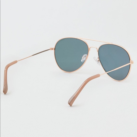 Rose Gold Flat Lens Aviator Sunglasses - Picture 2 of 3
